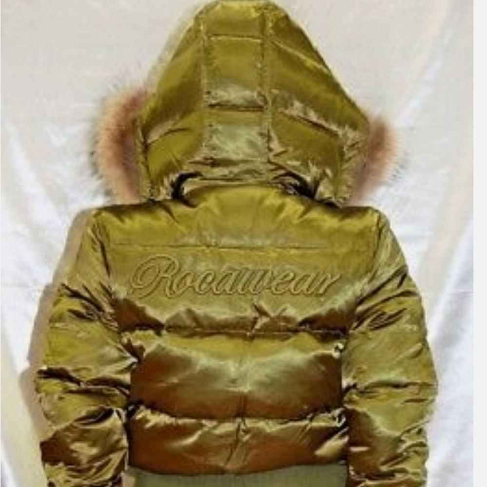 Olive/Avacado Green satin Rocawear winter jacket